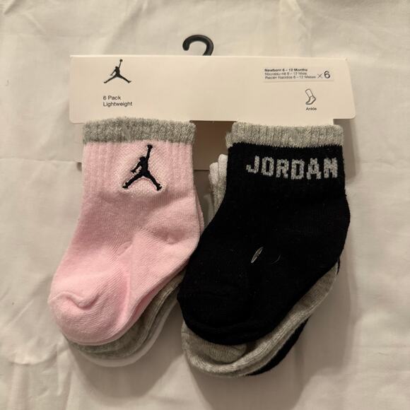 Nike Other - NIKE JORDAN Girls Socks Baby Newborn Ankle Lightweight 6 Pair Size 6-12 Months